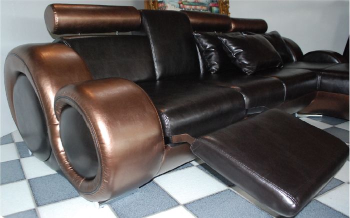 Elegante Ledersofa Ecksofa Sofa Couch Relaxfunktion Designer Eckcouch Berlin II