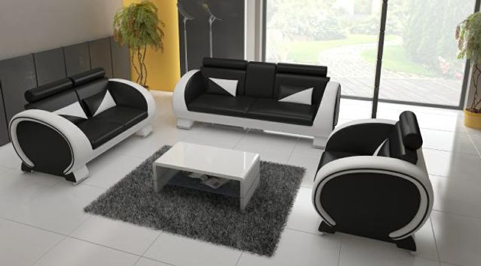 LEDERSOFA LEDERGARNITUR 3+2+1 POLSTERGARNITUR LEDERCOUCH GARNITUR "MADE IN EU