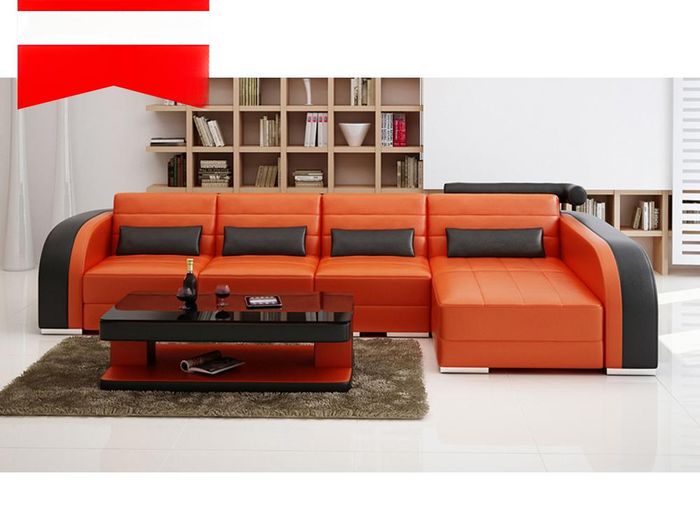 Big Couch Sofa Wohnlandschaft Polster Eck Leder Sofa Garnitur Couchen Bergamo
