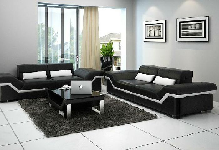 LEDERSOFA BIG SOFA 3+3 DESIGN SOFA POLSTER LEDER GARNITUR COUCH SOFAGARITUR NEU