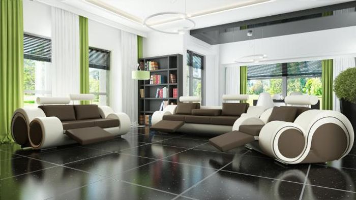 Sofa Polster Couch Garnitur 3+2 Sitz Designer Sofa Ledersofa SOFORT LIEFERBAR