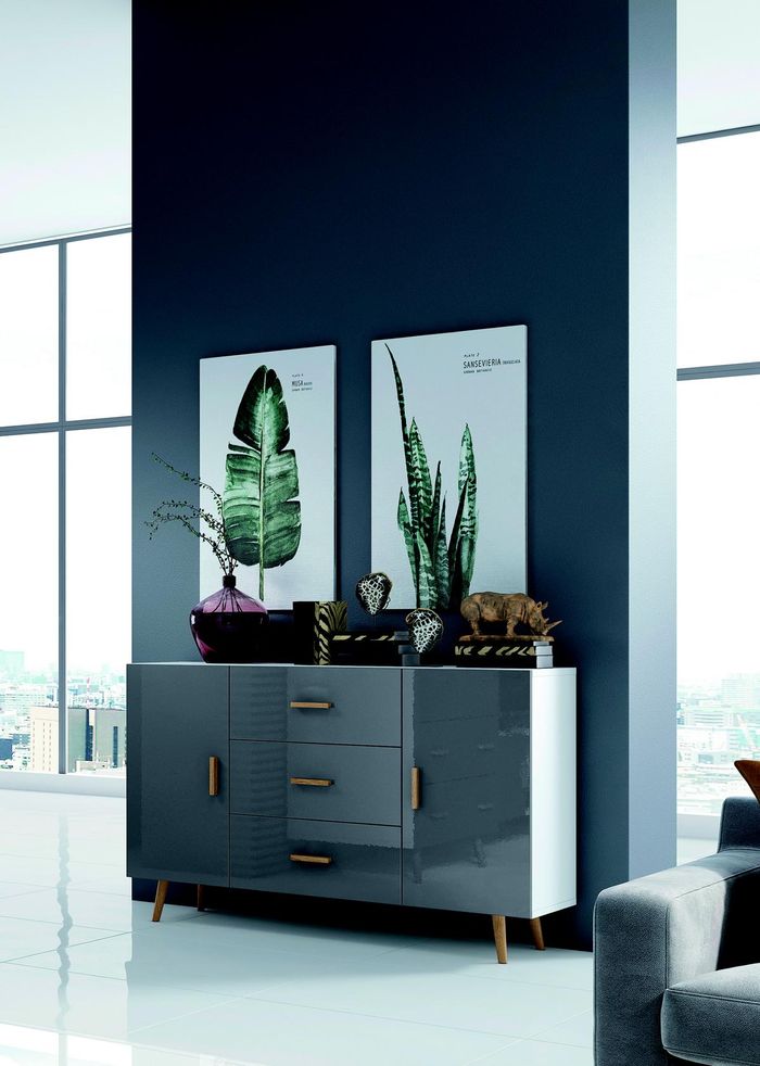 Kommoden Wohnzimmerschrank 140cm XL Low Boards Moderne Holz Kommode Sideboard