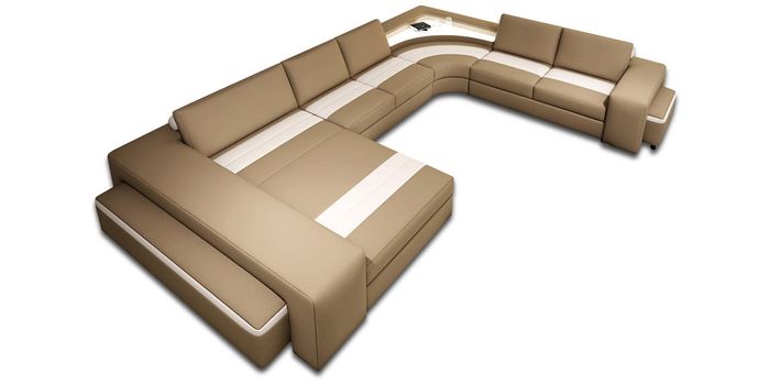 Ledersofa Couch Polster Ecksofa Sofa Wohnlandschaft XXL Big Sofagarnitur Sofas