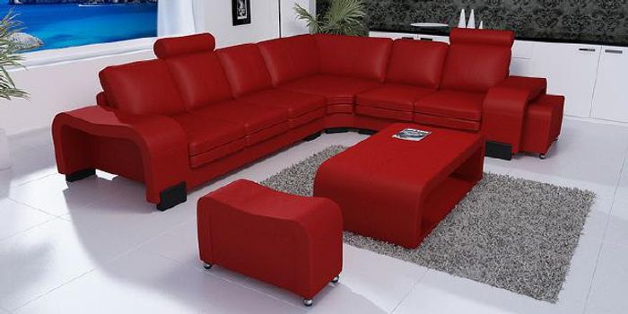 LEDER ECKCOUCH GARNITUR ECKSOFA POLSTER LEDERSOFA XXL WOHNLANDSCHAFT GARNITUR !!