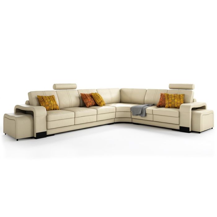 Ecksofa Polster Couch Sofa Wohnlandschaft Sitz Eck Garnitur Leder Textil FrancoC
