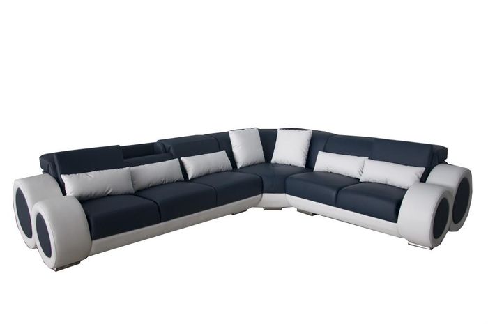 Design Eck Couch mit USB,Polster Sofa Leder Sitz Garnitur Moderne Sofas Sitz Neu