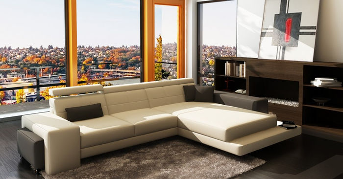 Ecksofa Polster Couch Sofa Wohnlandschaft Sitz Eck Garnitur Leder Textil Geroda