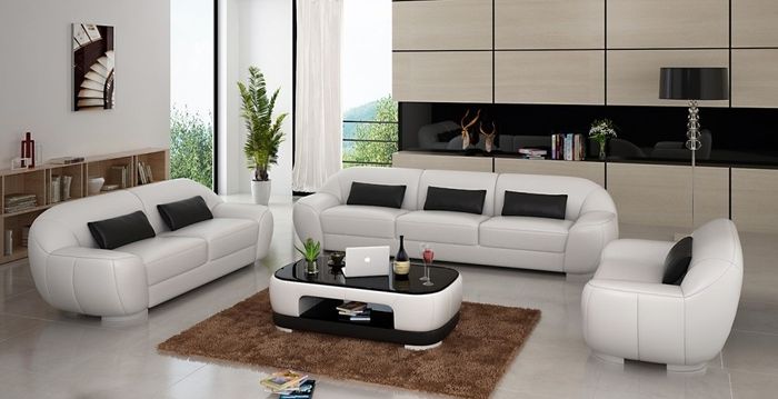 Sofagarnitur 3+2+1 Couch Polster Sitz Leder Garnitur Designer Set Neu Homberg W