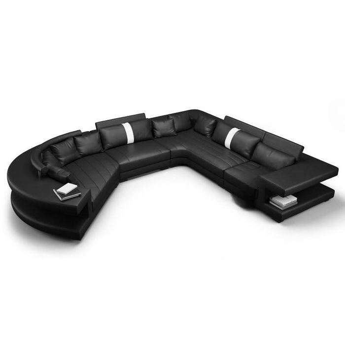 Wohnlandschaft Ecksofa Rundsofa Couch Polster Rundes Sofa Leder XXL BIG Neu