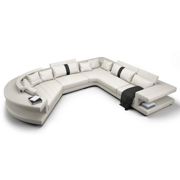 Wohnlandschaft Ecksofa Sofa Couch Polster Rundsofa Rundes Sofa Leder Neu