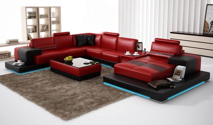 Ledersofa Couch Wohnlandschaft Ecksofa Eck Garnitur Design Modern Sofa L6004