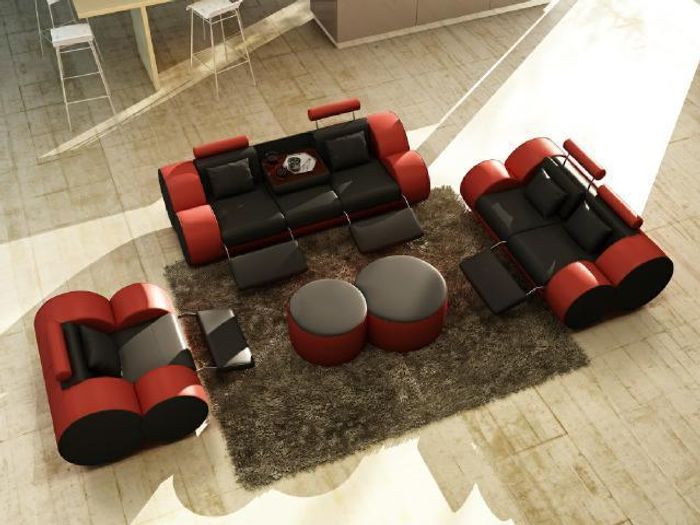 LEDER COUCH SOFAGARNITUR COUCHGARNITUR POLSTERGARNITUR SOFA 3/2/1 SITZER RELAX