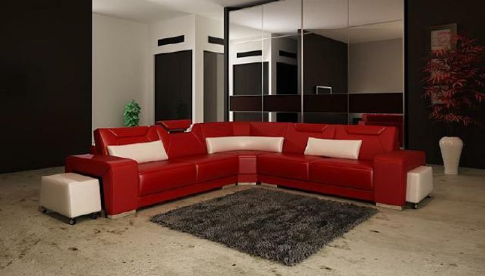 Wohnlandschaft Polster Ecke Eck Sofa Couch Garnitur Landschaft Leder Sitz PH739