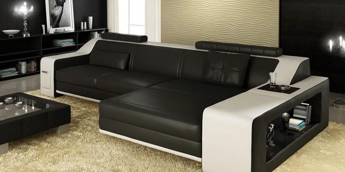 Design Ecksofa Sofa Couch Polster Sitz Eck Garnitur Sofas Leder Textil Themar SW