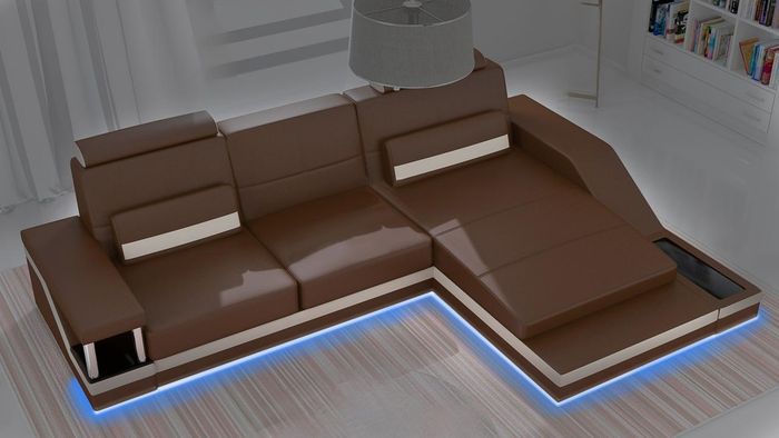 Ecksofa Wohnlandschaft Sofa Couch Eck Garnitur Leder Textil Stoff Hamburg VI