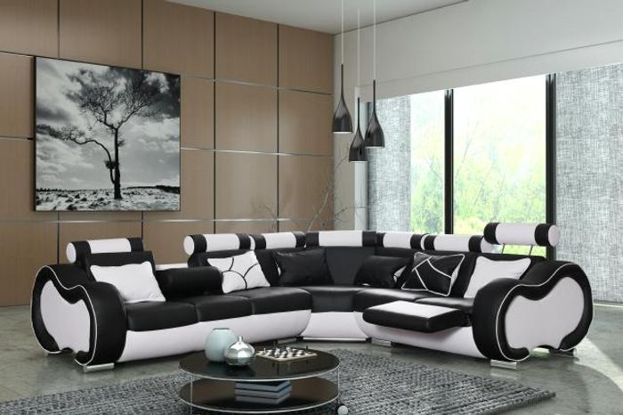 Ecksofa Couch SOLINGEN Sofa Couch Wohnlandschaft Relaxfunktion EU-FERTIGUNG Neu