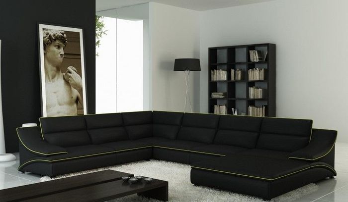 Ecksofa mit USB,Ledersofa Wohnlandschaft Couch Sitz Eck Garnitur U Form Eltmann
