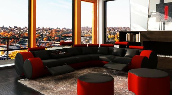 DESIGNER LEDERCOUCH ECKSOFA WOHNLANDSCHAFT MADE IN EU LEDERSOFA ECKCOUCH SOFA !!