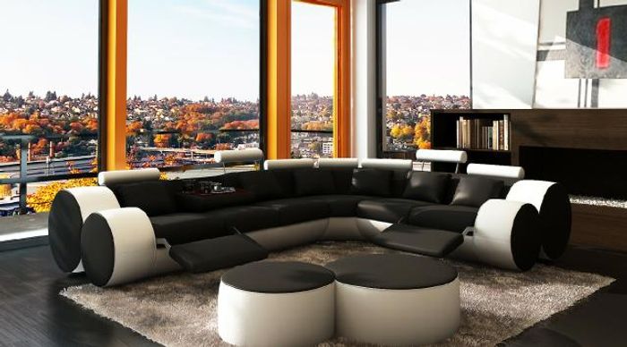 DESIGNER LEDERSOFA ECKCOUCH SOFA LEDERCOUCH ECKSOFA WOHNLANDSCHAFT MADE IN EU