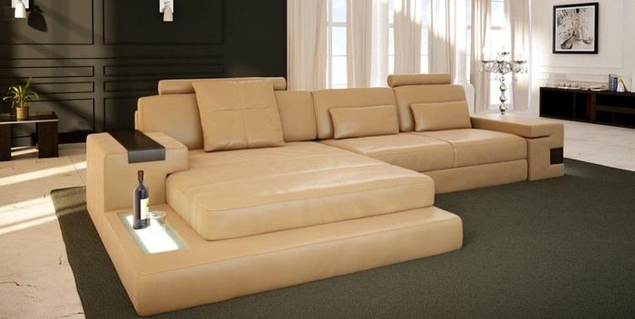 Leder LForm Wohnlandschaft Couch Big XXL Sofa Polster Ecke Garnitur Stoff Textil