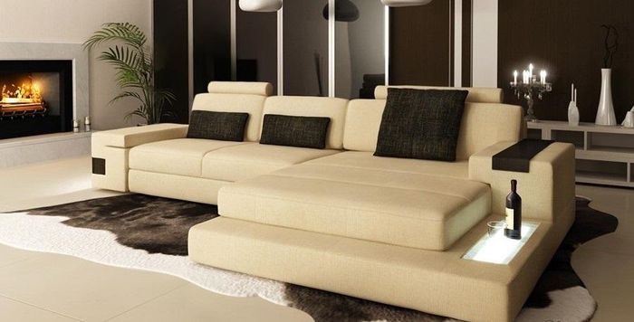 LForm Wohnlandschaft Couch Big XXL Sofa Leder Polster Ecke Garnitur Textil Stoff