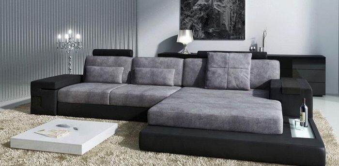 LForm Wohnlandschaft Couch Big XXL Sofa Leder Polster Ecke Garnitur Stoff Textil