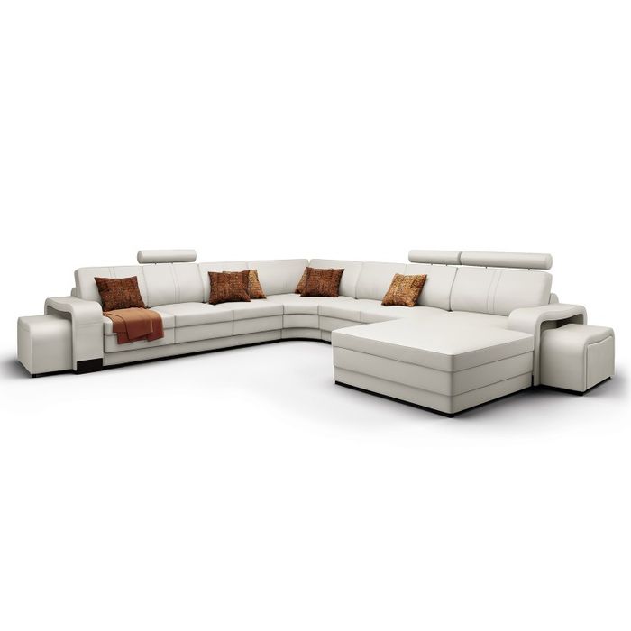 Wohnlandschaft design Big XXL Ecksofa Sofa Couch Ledersofa Eckcouch Franco Weiß