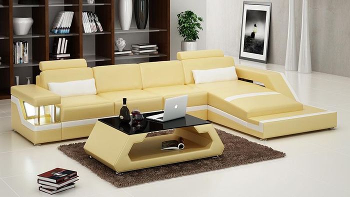 Ledersofa Couch Wohnlandschaft Ecksofa Eck Garnitur Design Modern Sofa L6002D