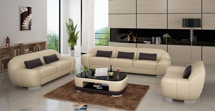 Sofagarnitur 3+2+1 Couch Polster Sitz Leder Garnitur Designer Set Neu Homberg BE