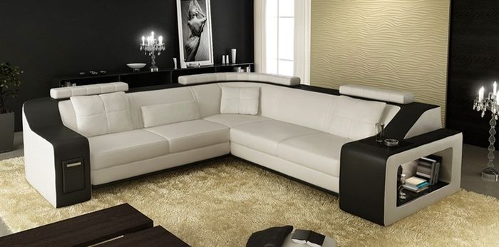 Ecksofa Leder Textil Sofa Couch Polster Wohnlandschaft L Garnitur Sitz Isching E