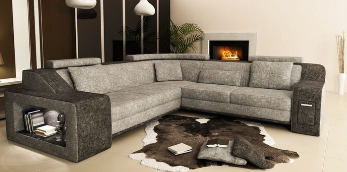 Ecksofa Leder Textil Sofa Couch Polster Wohnlandschaft L Garnitur Sitz Isching A