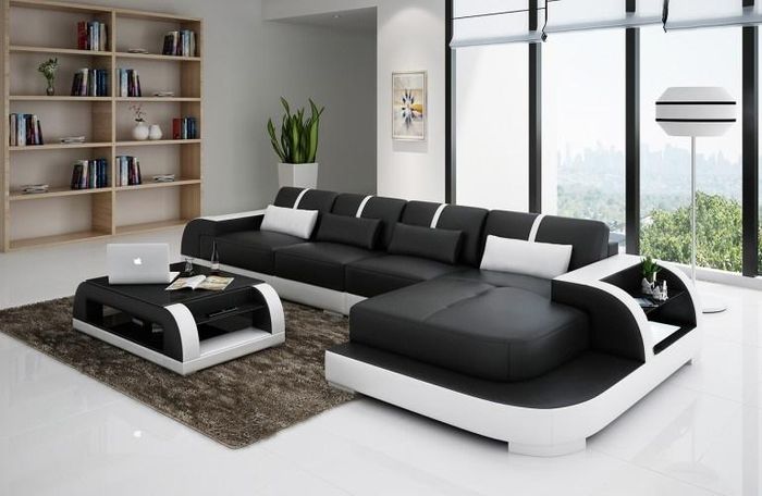 Ecksofa Sofa Couch Polster Wohnlandschaft Polsterecke Designsofa Ledersofa LubyS