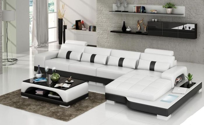 Designer Sofa Couch Polster Ledersofa Ecksofa L Form Sofas Couchen Neuer W/S