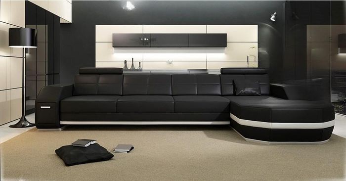Design Ecksofa Couch Polster Eck Garnitur Ledersofa Ecke Wohnlandschaft PH300B