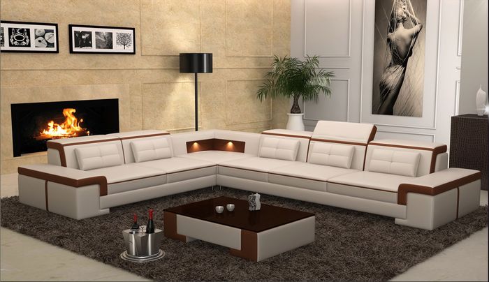 Modern Ecksofa Couch Polster Leder Design Sofa Garnitur Wohnlandschaft PHX3 Neu