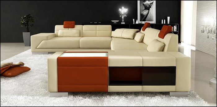 Ledersofa Sofa Couch Designersofa U Form Eckgarnitur Polsterecke XXL Big PH3005
