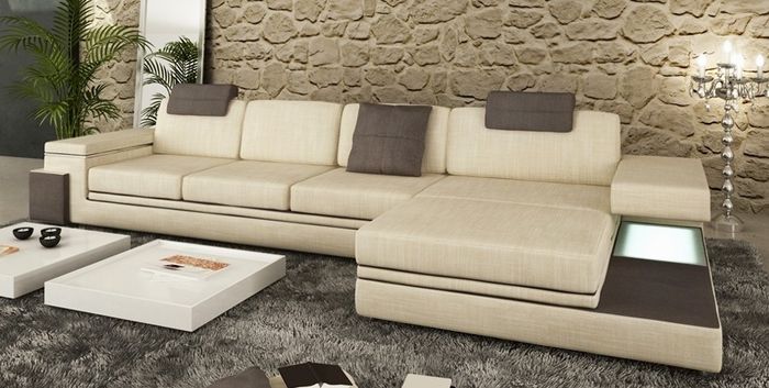 Design Ledersofa Sofa Couch Polster Wohnlandschaft Eck Garnitur Textil Tachau BB
