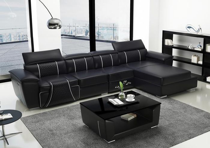 Ecksofa L-Form Sofa Couch Design Couch Polster Leder Modern Relax Automatik Neu
