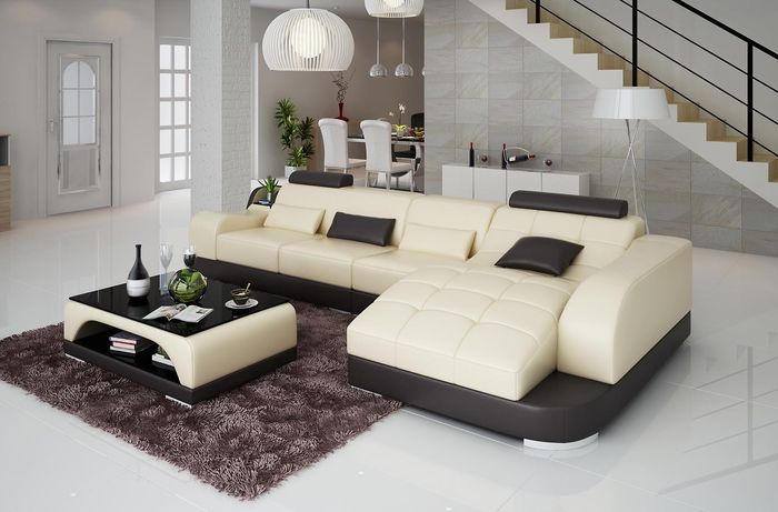 Ecksofa L-Form Designer Sofa Couch Polster Sitz Garnitur Leder Wohnlandschaft