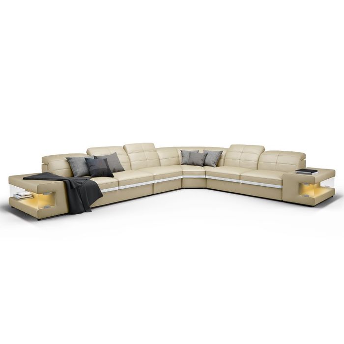 Sofa mit USB Couch Wohnlandschaft L Form Ecksofa Designersofa mit Beleuchtung