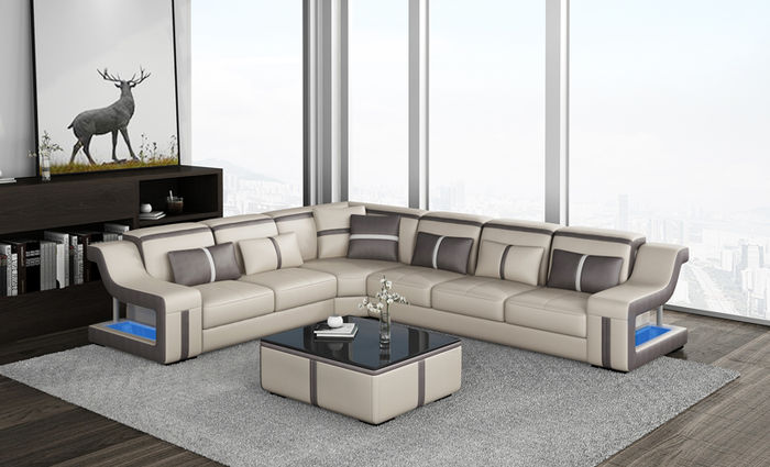 Sofa USB LED Polster Sofas Couchen Landschaft Möbel Sitz Eck Garnitur L Form Neu