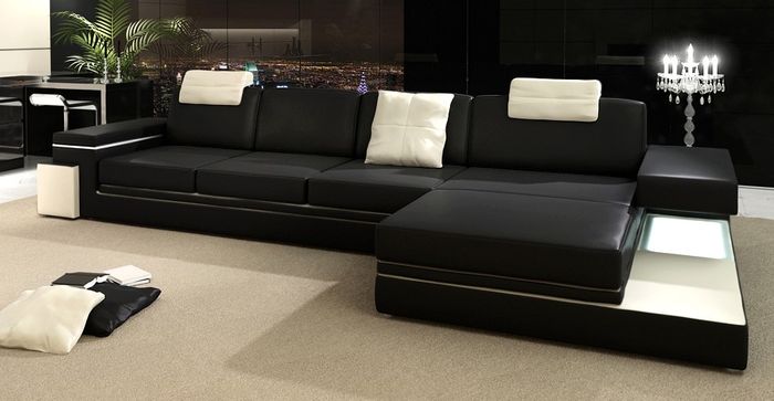 Ledersofa mit USB Wohnlandschaft XXL Ecksofa Bigsofa Design Couch Designersofa