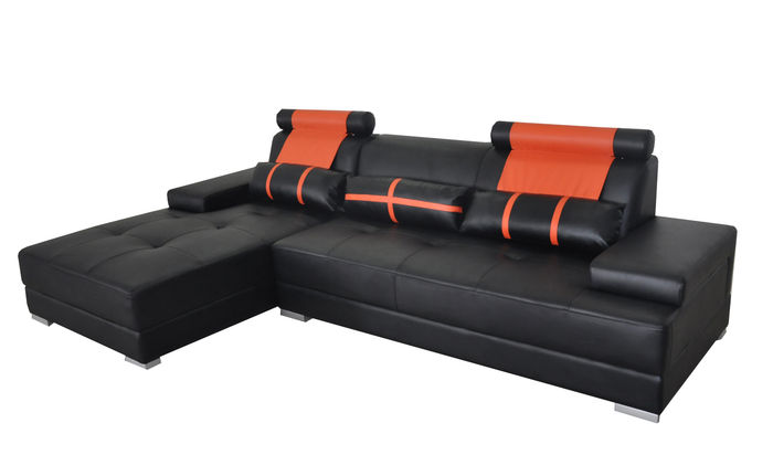 Design Leder Polster XXL Sitz Zimmer Wohn Sofa USB Designer Eck Garnitur Orange