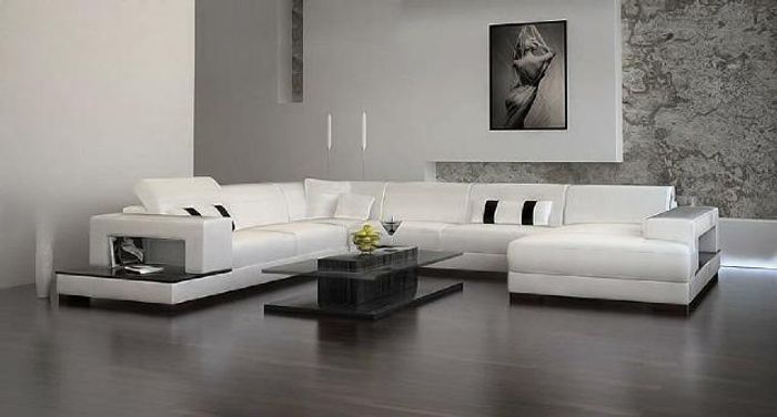 Wohnlandschaft Couch Polster Eck Garnitur Designer Ledersofa Big Sofa mit USB