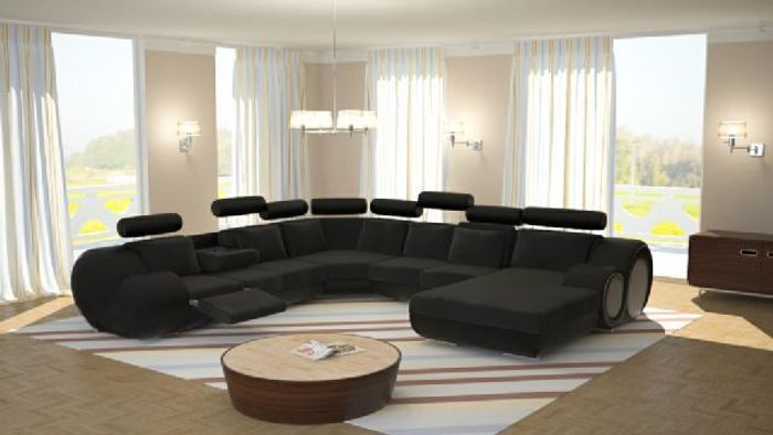 Sofa mit USB Designer Wohnlandschaft U-Form Couch Ecksofa Polster Garnitur Neu