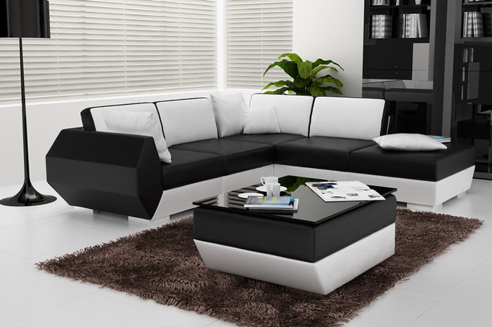 Ledersofa Couch Sofagarnitur Neu Ecksofa Eck Garnitur Design Modern Sofa mit USB