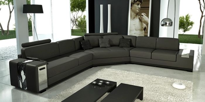 Ledersofa Ecksofa Sofa mit USB Polster Designer Eckgarnitur Wohnlandschaft Lima