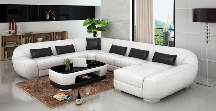 Modernes Ledersofa+USB,Ecksofa Wohnlandschaft Sitz Polster Couch Garnitur Neu