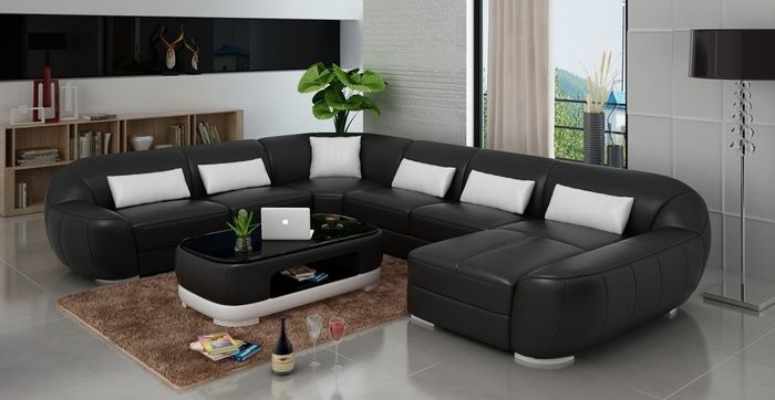 Modernes Ledersofa+ USB,Ecksofa Wohnlandschaft Sitz Polster Couch Garnitur Neu