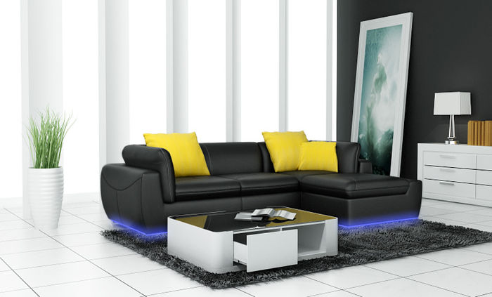 Ledersofa mit USB Wohnlandschaft Ecksofa Eck Garnitur Design Modern Sofa F_3014B